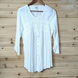 Parsley & Sage Top Womens Large White Cottagecore Art Blouse